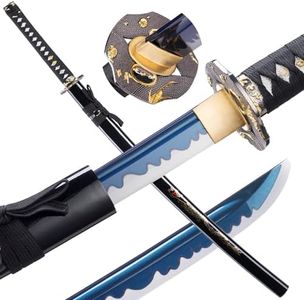 1060 High Carbon Steel Handmade Japanese Samurai Sword Real Sharp Black Katana 40.9 in,Collection,Display,Training