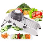 DAYANIDHI Stainless Steel Vegetable Slicer Cutter Grater Chopper and Dicer | Sharp 18 in 1 Firm Grip Multipurpose Mandoline Kitchen Chopper for Vegetables and Fruits with Double Adjustable Blades