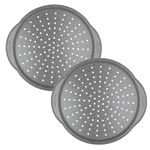 Salter COMBO-9012 Marblestone 37 cm Pizza Tray – 2 Pack, Non-Stick Oven Sheet with Handles, Perforated Crisper Base, Oven Safe up to 220°c, Carbon Steel Ovenware, Easy to Clean, PFOA-Free Chip Tray