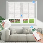 Tokblind Motorized Light Filtering Roller Shades with Remote Control, Smart Blinds for Windows Work with Alexa Google via Hub, Rechargeable Electric Window Shade Customized Size(Texture White)