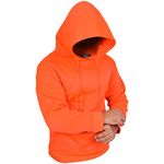 A2Z Mens Fleece Hoodie Pullover Hooded - Plain Sweatshirt Neon Orange S