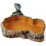 Reptile Food Water Rock Bowls - Lizard Resin Rock Worm Feeding Dish, Amphibian Feeder Bowl Terrarium Decor for Bearded Dragons, Chameleon, Leopard Gecko, Frog, Snake, Hermit Crabs, Turtle Spider Pet