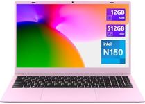 VIGSENUP Pink Laptop,15.6 Inch Laptop Computer,12GB RAM 512GB SSD,4-Cores N150 Processor(Beat to N95,N5095),Up to 3.6 GHz,MS Office 2024,Win11 Pro, WiFi 6, BT 5.2, Webcam, USB-C