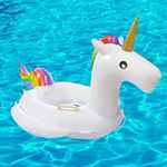 Brand Conquer Pool Party Swimming baby boat Lively Print Swim Ring, Printed Inflatable Swim Ring Blow Up Raft Swimming Pool Tube for Children's, Swim Rings Multi Medium 3-5 Year(Unicorn Swimming Tube)