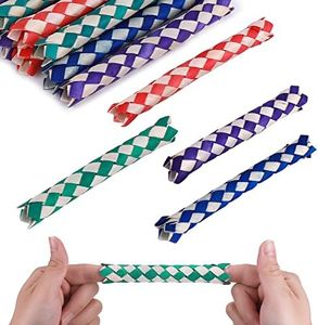 Prasacco 24 Pcs Chinese Finger Traps Classic Bamboo Trap Cool Birthday Party Favors Goodie Bag Stuffers (4 Colors Random)