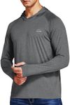 Willit Men's Sun Shirts UPF 50+ Rash Guard Long Sleeve Sun Protection Hoodie SPF UV Fishing Lightweight Athletic Running Heather Deep Gray L