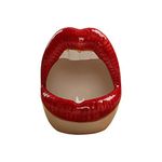 Creative Ceramic Ashtray Cigar Ash Holder Big Lips Shape Decoration for Home Office Tabletop Bar (A)