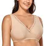 Delimira Women's Plus Size Soft Cup Comfort Sleep Maternity and Nursing Bra Beige 40F/G