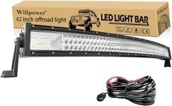 Willpower 42 inch Curved LED Light Bar 540W Spot Flood Combo Triple Row Led Off road Driving Fog Lights with Mounting Bracket and Wiring Harness for Car Tractor Truck ATV SUV Boat