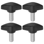 sourcing map 4pcs Tee Wing Knobs Thumb Screws M8 x 16mm Standard Male Thread Plastic T Knobs Handles Hand Clamping Knobs Grip Thumbscrew, Black