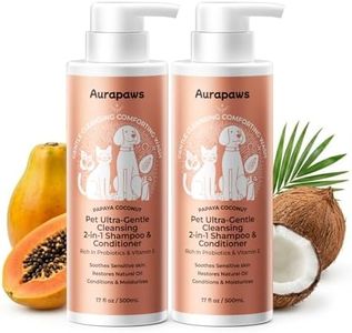 Aurapaws Probiotic Dog Shampoo and Conditioner, Papaya + Coconut, 17oz Each