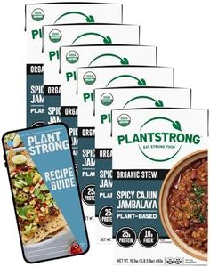 PLANTSTRONG Spicy Cajun Jambalaya, USDA Organic Vegan Plant-Based Stew with Creole Spices, Oil-Free, Non-GMO, Lightly Salted, Ready to Heat & Serve, 6-Pack (16.9 oz Each) + Recipe Guide