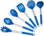 Silicone Kitchen Utensils Set - Culinary Couture 6-Pieces Blue Silicone Cooking Utensils Set for Nonstick Cookware - Silicone Spatulas Set, Stainless Steel Handle & Other Kitchen accessories