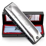 East top Harmonica C,10 Hole 20 Tone Diatonic Blues Harmonica T002 Key of C with Case mouth organ harmonica for adults Professional Player and Students