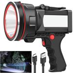 ANLOOK Spotlight Flashlight Handheld Rechargeable 55W 8000 lumen LED Spotlight Outdoor High Bright IPX4 Waterproof for Hunting Searchlight 12800mAh Long Lasting Large Torchlight USB Spot Light