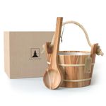 Northwood Sauna - Sauna Bucket and Ladle Set - Handmade from Canadian Red Cedar Wood - Natural Rope Handle - 1 Gallon (4 Liters) Water Capacity