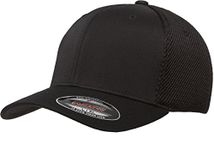 Flexfit Unisex Adult Cotton Twill Fitted Cap Hat, Black, Small-Medium