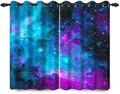 YongFoto 117x183cm Nebulosa Azul Violeta Cortinas Opacas Universo Galaxy Vía Láctea Temática Cortinas de Ventana para Sala de Estar decoración de la habitación de los niños, Conjunto de 2 Paneles