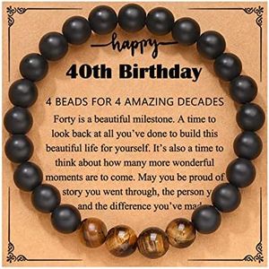 40 Yr Old Birthday Bracelet Gifts for Men 40th Birthday Gifts for 40 Year Old Dad Son Tiger Eye Bracelets for Men 40 Years Old Birthday Gifts for Husband 40 Th Birthday Gift