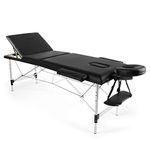 ACi Massage Table Massage Tables Portable Lash Bed 84" Facial Bed Height,Adjustable with Removable Armrest, Aluminum Frame,W/Carrying Bag(3 Folding,Black)