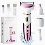 PKBD 4 in 1 Electric Bikini Trimmer Lady Shavers for Women, Women Razor for Body, Legs, pubic Hair and face, IPX7 Waterproof & Rechargeable,Portable Wet and Dry