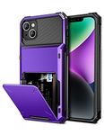 Vofolen for iPhone 14 Case Wallet Cover 4-Card Credit Card Holder ID Slot Scratch Resistant Dual Layer Hybrid Protective Hard Shell Rugged TPU Bumper Armor Case for iPhone 14 case 6.1" 5G Purple