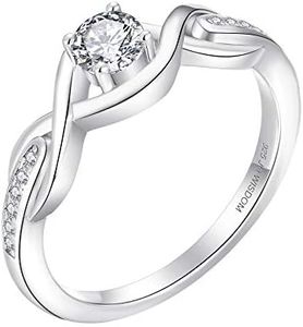 JO WISDOM Infinity Knot Promise Rings for Her Sterling Silver Cubic Zirconia Wedding Engagement Rings size 7