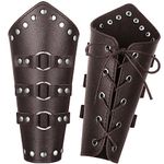 1 Pair Adults Faux Leather Arm Guards Arm Bracers Cosplay Unisex Leather Arm Gauntlet Wristband Medieval Belt for Men Women (Brown)