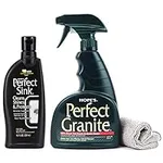 HOPE'S Perfect Sink Cleaner and Polish, 8.5 Fl Oz, and Perfect Granite and Marble Countertop Cleaner with Microfiber Cloth, 22 Fl Oz, Bundle