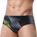 Panegy Men's Swimming Trunks Elastic Low Waist Swimming Trunks with Removable Pad Soft Stretchy Bikini Bottoms Breathable Sexy Sports Boxer Underwear Summer Beach Board Shorts, Style1/Black-4, Large