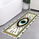 HAOCOO Blue Evil Eye Bathroom Runner Rugs 2’x5’,Long Non-Slip Vintage Bath Mat, Super Soft Velvet Shower Mat Creative Tribal Bath Rug Floor Mat Carpet for Bedroom Living Room Nursery Decor