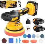 Takuoo Cordless Car Buffer Polisher, 6 Inch Portable Wireless Polishing Waxer Machine Kit with 2Pcs 21V 2.0Ah Battery, 6 Variable Speed Orbital Polisher for Car Detailing Waxing with 9Pcs Attachments