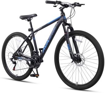 AVASTA Thrax 27.5 Inch Adult Men Male and Women MTB Mountain Bike, Black | High Tensile Steel Frame, Dual Disc Brakes, Front Suspension, Smooth 21-Speed Gear Shifters, Half Hidden Brake Cables
