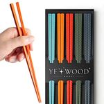 Reusable Chopsticks, 10 Pairs Premium Reusable Multicolour Chopsticks for Sushi Anti-Slip Chop Sticks with Case Lightweight Dishwasher Safe, 9.5 Inch