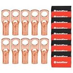 InstallGear Gauge AWG Pure Copper Lugs Ring Terminals Connectors with Heat Shrink - 10-Pack (4)