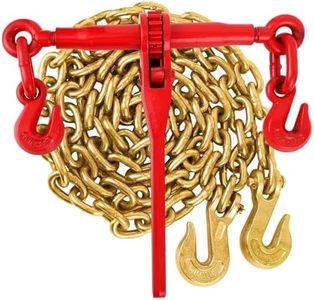 GarveeTech Chain Binder 5/16"-3/8", Grade 70-5/16"×10ft Chains, 1 Binder and 1 Chain, Duty Heavy Load Binder, Binder Chain with Grappling Hook, for Industrial, Agricultural, Logging