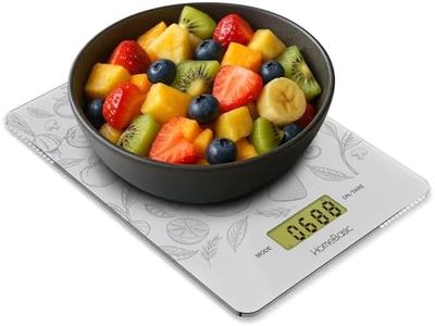 HOMEBASIC Digital Kitchen Weighing Scale 5kg (5 Unit Modes~0.1g Accuracy) Glass Platform, LCD Display, Touch Button, Tare Function, Portable Weight Machine Food Scale for Cooking Baking Diet (WHITE)