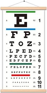 Eye Chart Canvas Non-Reflective Snellen Low Vision Eye Chart Ready to Hang Wooden with Wooden Framed Wall Decor 22'' X 11''