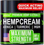 Hemp Cream - Maximum Strength - Relieve Muscle, Joint, Back, Knee - Natural Hemp Oil Extract Gel Rub with MSM - Glucosamine - Arnica - Turmeric - Maximum Strength - Formulated in USA - 3.9 oz