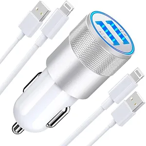 【MFi Certified】iPhone Fast Car Charger, Braveridge 4.8A Dual USB Power Car Charger Fast Charging Cigarette Lighter Adapter + 2Pack Lightning to USB Cable for iPhone 14 13 12 11 Pro/XS/XR/Mini/X/8/iPad