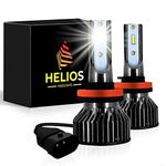 HELIOS H8 / H9 / H11 Headlight Bulbs Led 18000 LM Super Bright Fan Cooling All In One Cool White Conversion Kit Hi/Lo (DC 9-30V) 6000K (36W x2) 30,000Hours over 200% Brighter, Braided Cable