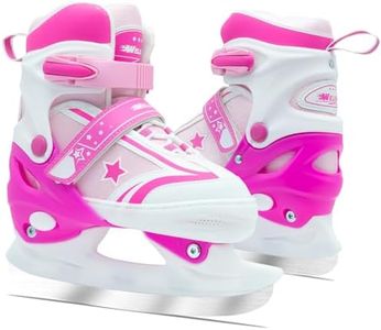 WELLWON Ice Skate for Kids Boys Girls, Adjustable Blades Iceskates, Ice Hockey Skates Size M for Beginner Age 5-8