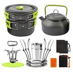 Lixada Cookware Mess Kit Outdoor Camping Pot Pan Kettle Cooking Set Tableware with Stove Spoon Fork Cutter for Camping Hiking Backpacking Picnic