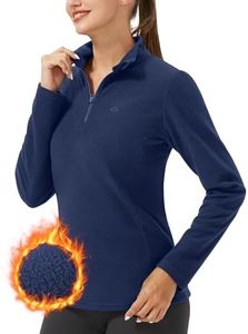 Pioneer Camp Women's Fleece Quarter Zip Pullover Jacket Long Sleeve Lightweight Sweatshirt Thermal Polar Fleece Sweater Tops, Navy Blue, Large