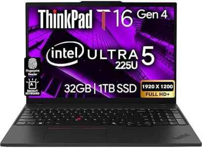 Lenovo ThinkPad T16 Gen 4 Business Laptop 16 FHD+ Display, Intel Ultra 5-225U (Beats i7-1355U), 32GB DDR5 RAM, 1TB SSD, 5MB Webcam, Fingerprint, Backlit KB, WiFi 6E, RJ-45, Win 11 Pro