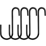 HiGift 6 Inches Large S Hooks Heavy Duty, Black S Shaped Fence Hanger Hooks for Hanging Plants,Wind Chimes,Gardening Tools,Lights,Pool Equipment,Bird Feeder,Bird House,Indoor Outdoor Use - 4 Pack