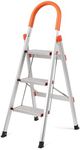 HORUSDY 3 Step Ladder Folding Aluminium Portable MultiPurpose Household Lightweight Sturdy Anti-slip 150KG Ladder Folding Step Ladder (3-Step)