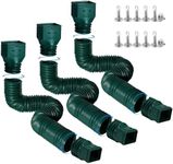 plusgutter Rain Gutter Downspout Extensions, Flexible Downspout Extender for Rain Water Drainage, Down Spout Drain Extension Extendable from 21 to 68 Inches(3 Pack,Green)