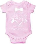 Future Ladies Man Current Mama's Boy Bodysuit Funny Infant Outfit Comfy Baby Boy Clothes, Pink