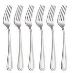 HISSF Dinner Forks Stainless Steel 18/0 of Salad Forks 6 Pcs for Home, Kitchen Restaurant, Dishwasher Safe, 8.0 Inches, Silver